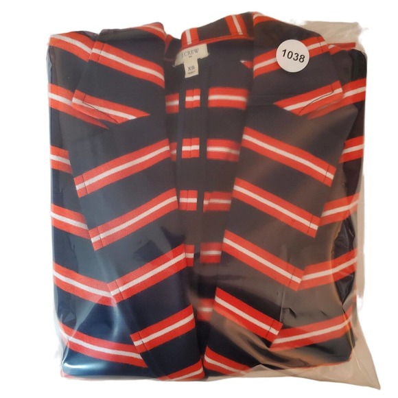 SOLD ~ J Crew Factory Blazer Women XSmall Navy Orange Striped Collar Pockets XS - Picture 11 of 11